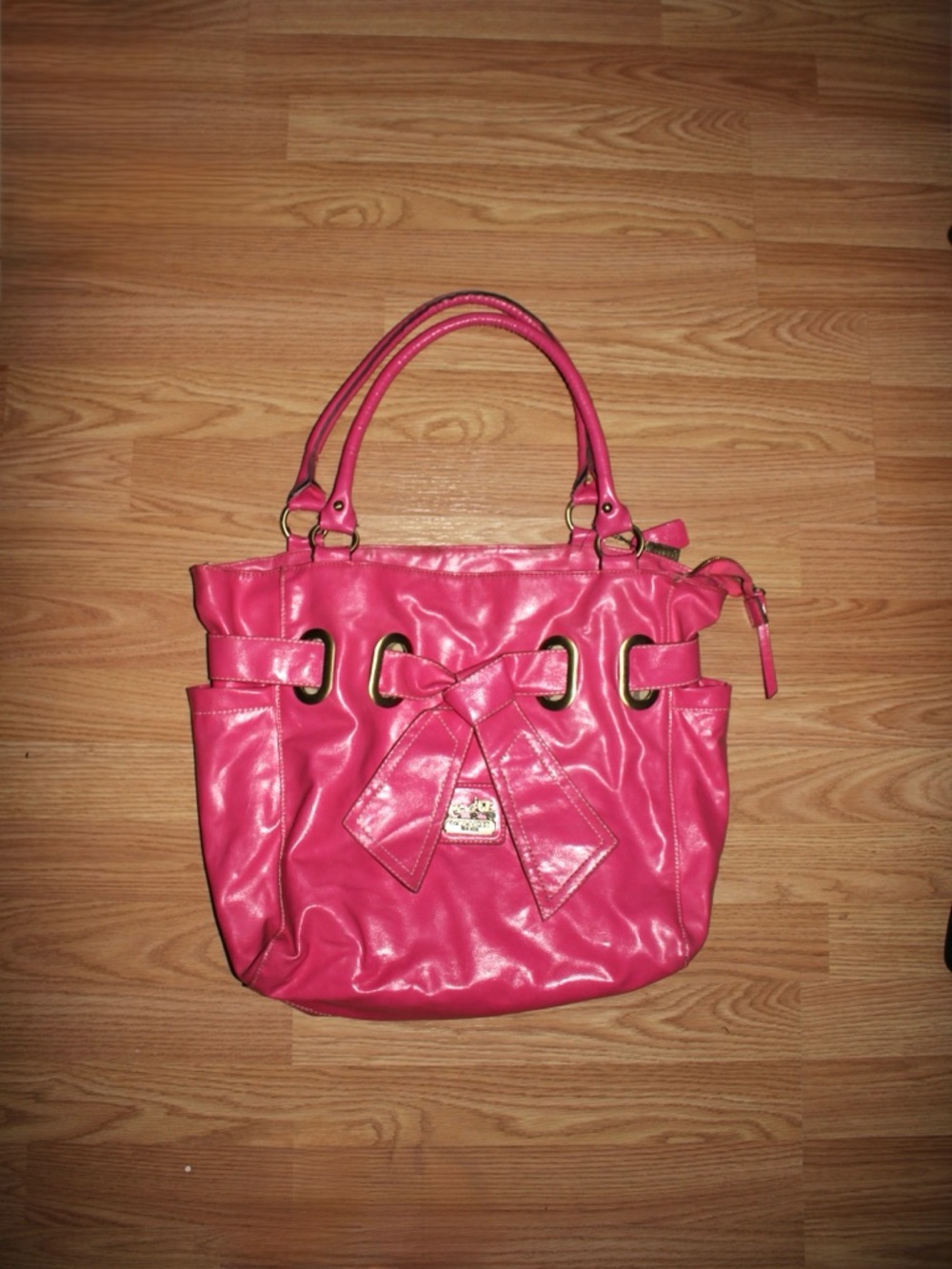 Hot Pink Coach Bow Detail Purse